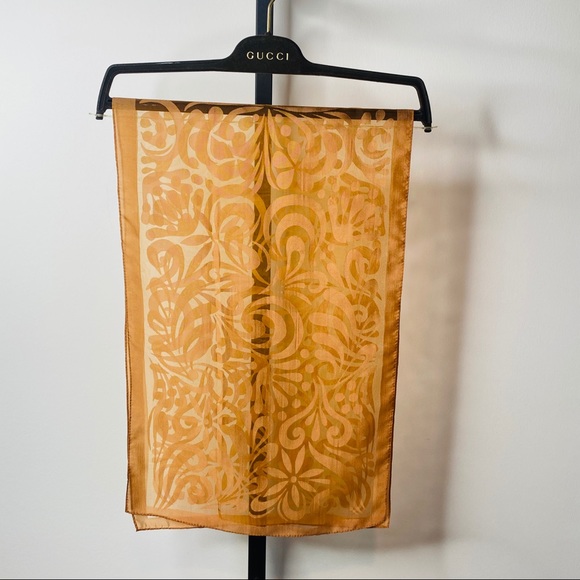 Vintage Beautiful Brownish Bronze Sheer Paisley Versatile Scarf - Picture 7 of 10